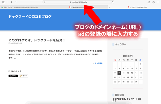 出来上がったa8ネットの登録用のブログ