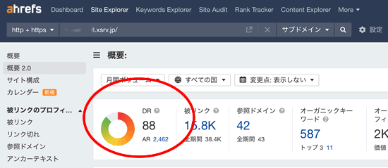 エックスサーバーのサブドメインのドメインパワー